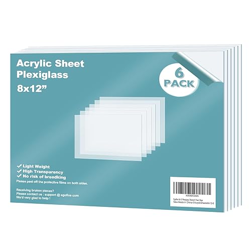 Miniatura 54 de Egofine Hojas de plexiglás de acrílico, paquete de 12 unidades de 8 x 10 pulgadas, 0.04 pulgadas de grosor, plástico transparente fundido