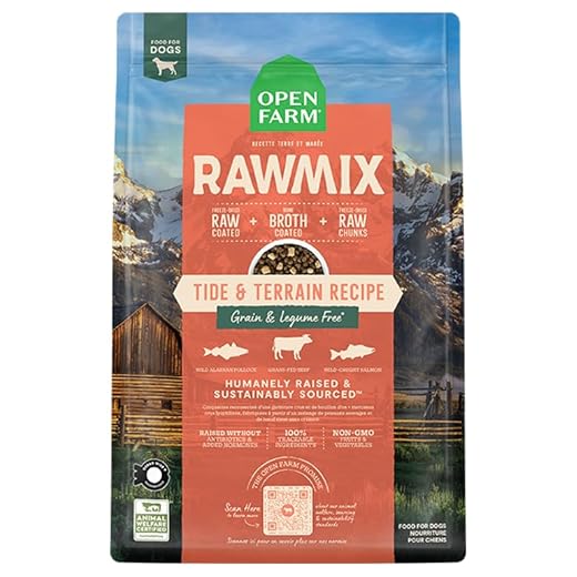 Open Farm, RawMix Grain-Free Dry Dog Food, Protein-Packed Kibble Coated in Bone Broth with Freeze Dried Raw Chunks, Pollock Beef & Salmon, Tide & Terrain Recipe, 20lb Bag