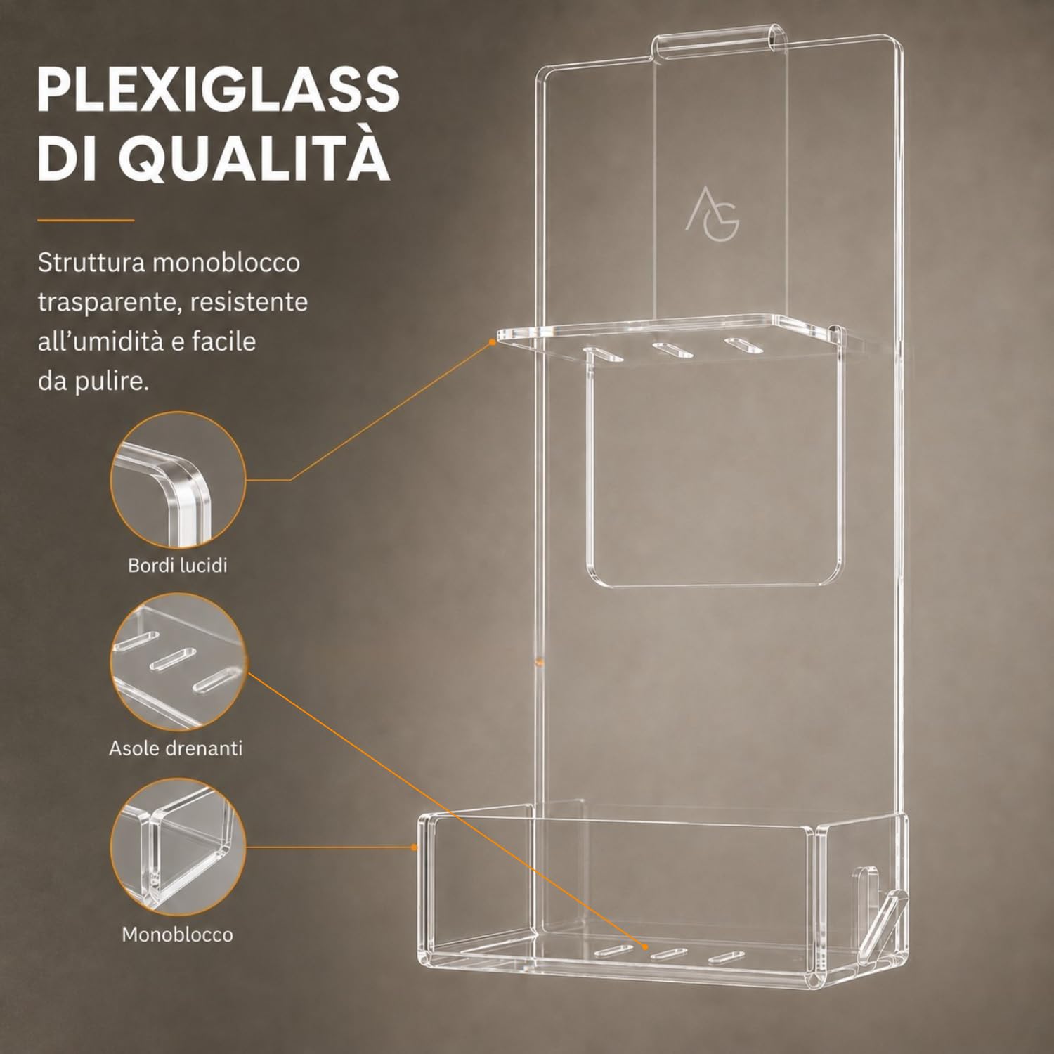 Agplex doccia Portasapone per anta scorrevole senza foratura - Solo per cabine doccia con scorrevole aperto - Facile installazione
