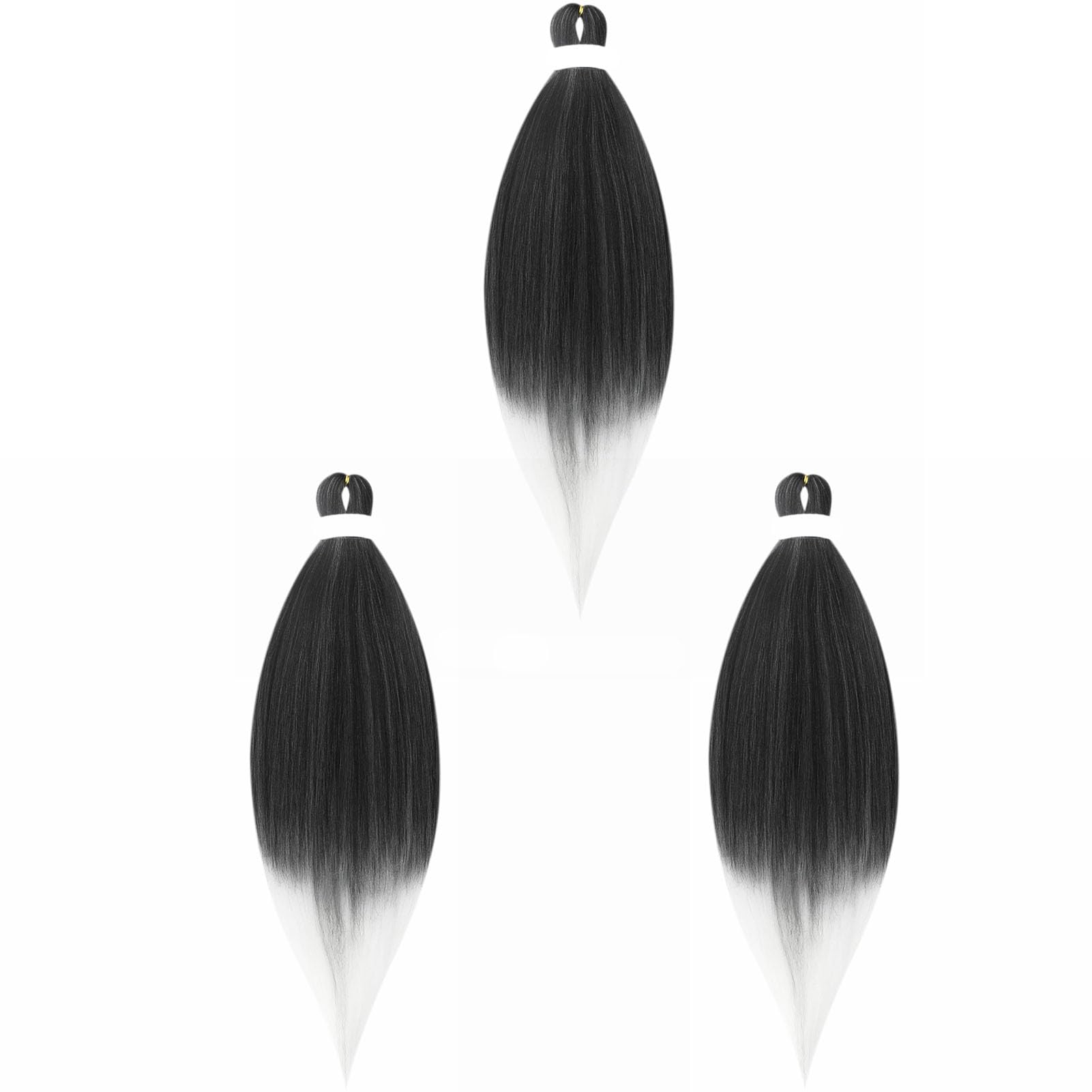Gairyan Extensiones para Trenzas Africanas Cabello 3 Piezas Ombre 26inch Natural Yaki Textura Pre-Stretched Braiding Hair Easy Trenzas Pelo Sintético Profesional para Trenzado (Negro&Blanco)