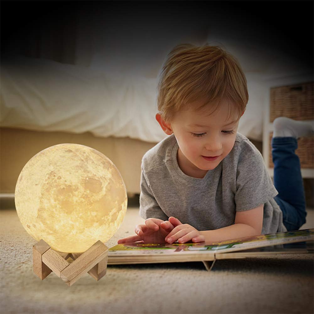 yky Luz nocturna de luna personalizada para niños, lámpara de luna personalizada con imagen, lámpara de luna con foto 3D personalizada (16 colores, 23 cm)