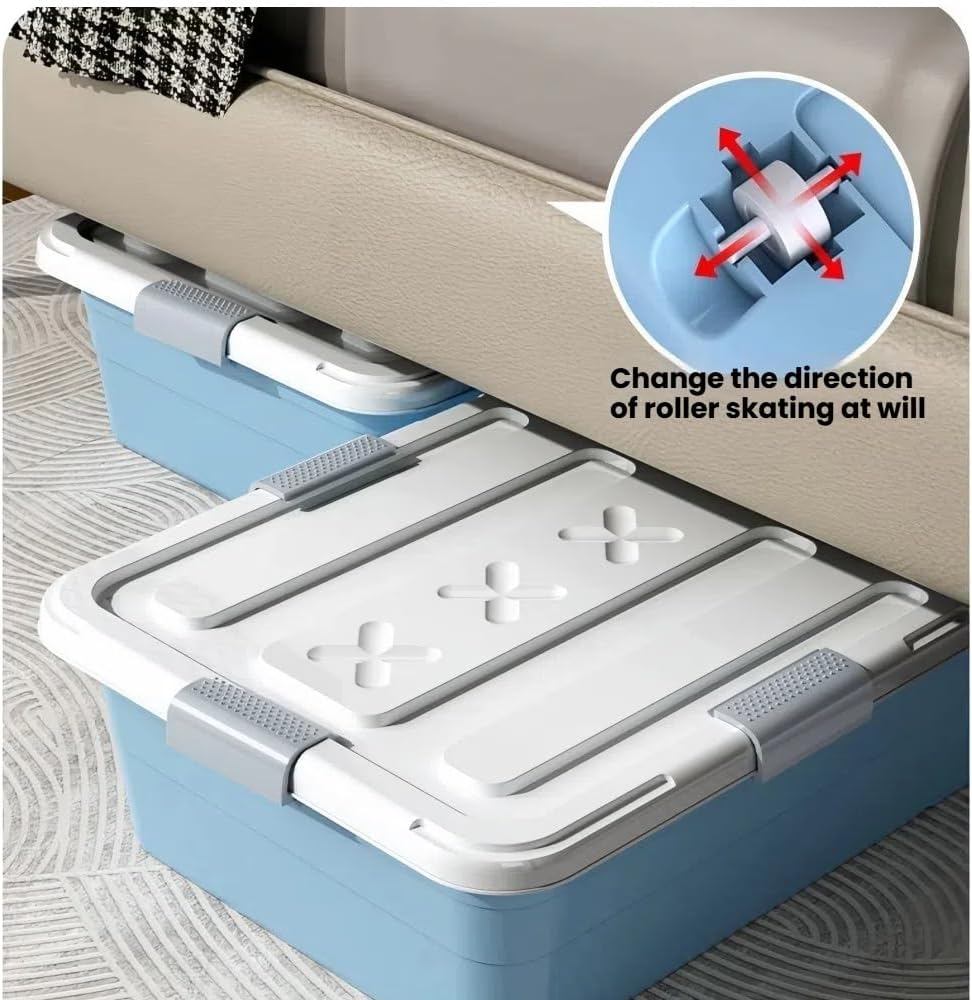 Large Underbed Storage, Rolling Under Bed Storage Containers, Sturdy Storage Box with Wheel for Living Room Bedroom(Pink,D24.02 xW16.14 xH5.51)