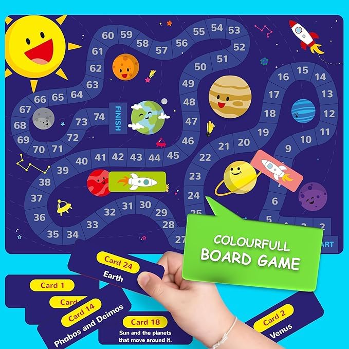 Image of Educational Activity Box for Kids Age 5 | Play & Learn - Spelling & Math Puzzle, 6 Write-Wipe Fun Activities, Solar System Board Game | Early Learning Kit for Preschoolers (Age 5 & 5+)