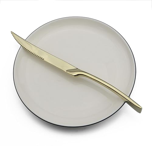 Miniatura 3 de BRIIEC Morrir - Juego de cubiertos de champán dorados de acero inoxidable pulido Steak Knife