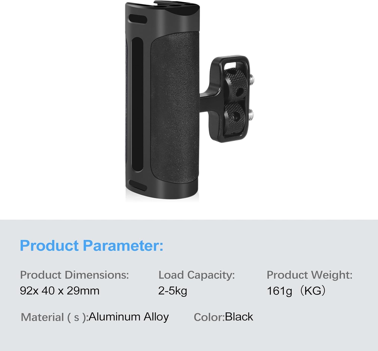 Up and Down Adjustable Left Right Handle Handgrip, Mini Side Handle Handgrip with Cold Shoe Interface and 1/4"-20 Screw Mount for DSLR/Digital Camera Cage
