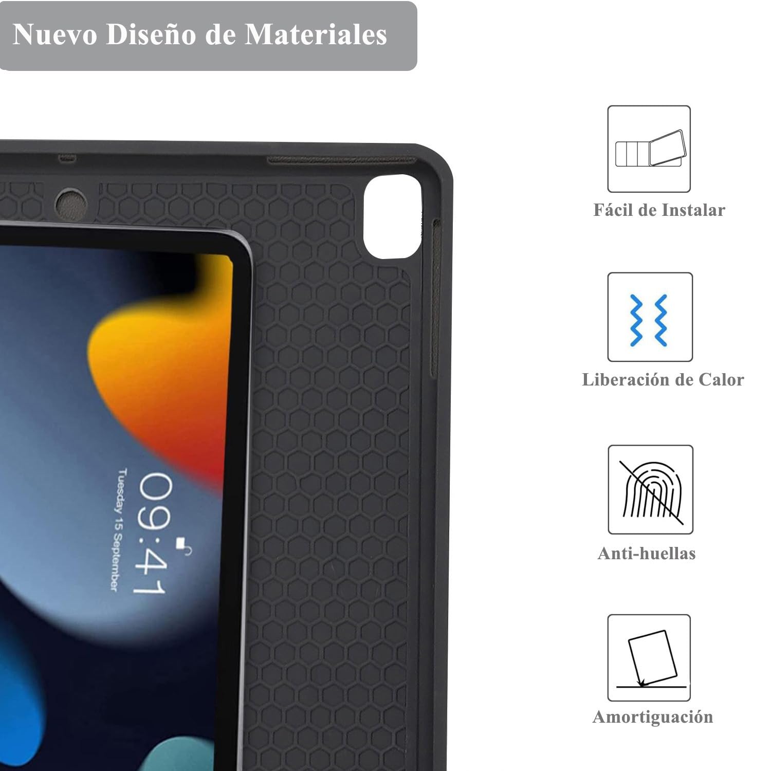 Funda con Teclado iPad 9/8 /7 generacion 10.2”/Air 3 10.5"/Pro 10.5”, Español Ñ QWERTY Bluetooth Desmontable, Funda Teclado para iPad 10.2 9th Gen 2021/ 8th 2020/ 7th 2019, Negro