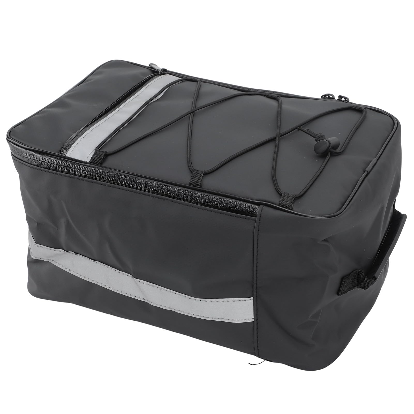 Asixxsix Rear Rack Bag, 15L Rack Bag PU Leather Waterproof Trunk Bag Easy to Attach Saddle Bag with Reflective Strips, Portable Accessories for Outdoor