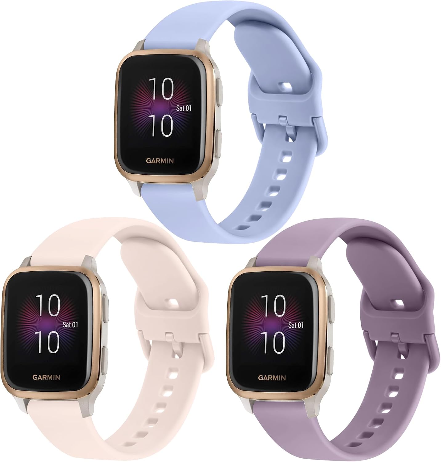 Silicone Bands Compatible with Garmin Venu SQ/Venu Sq 2/Venu SQ Music/Venu Sq 2 Music/Venu 2 Plus, 20mm Soft Silicone Sport Replacement Wristband Straps for Women Men