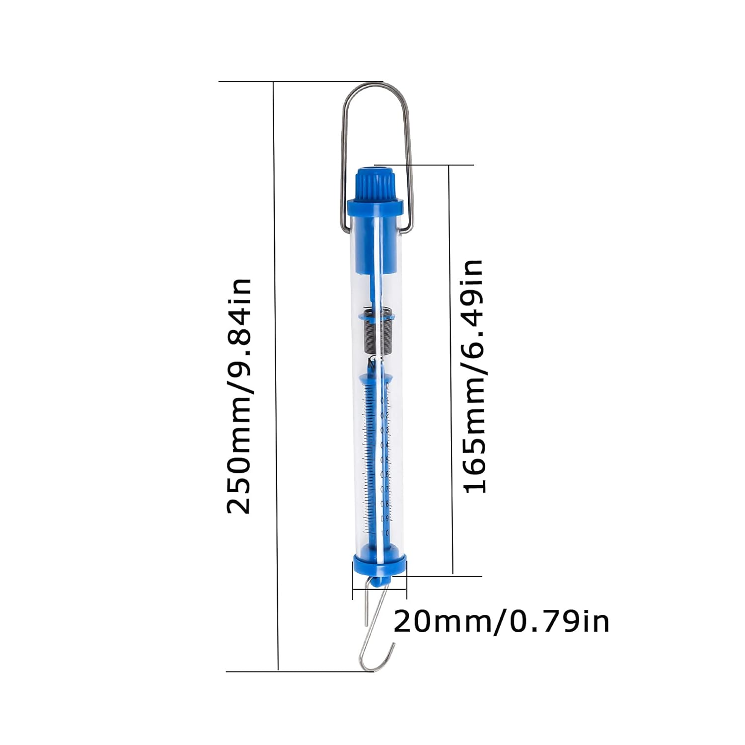 Spring Scale for Science, Set of 5 Transparent Spring Balance Hanging Tube Spring Scale Set ( 1N, 5N, 10N, 20N, 30N ): Industrial & Scientific