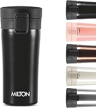 MILTON Thermosteel Vacuum Insulated Travel Coffee Mug, 300ml, Black, Prolonged Hours Hot & Cold, ISI Certified, Spill Proof & Easy to Sip, Leakproof & Rustproof, On The Go Coffee Cup