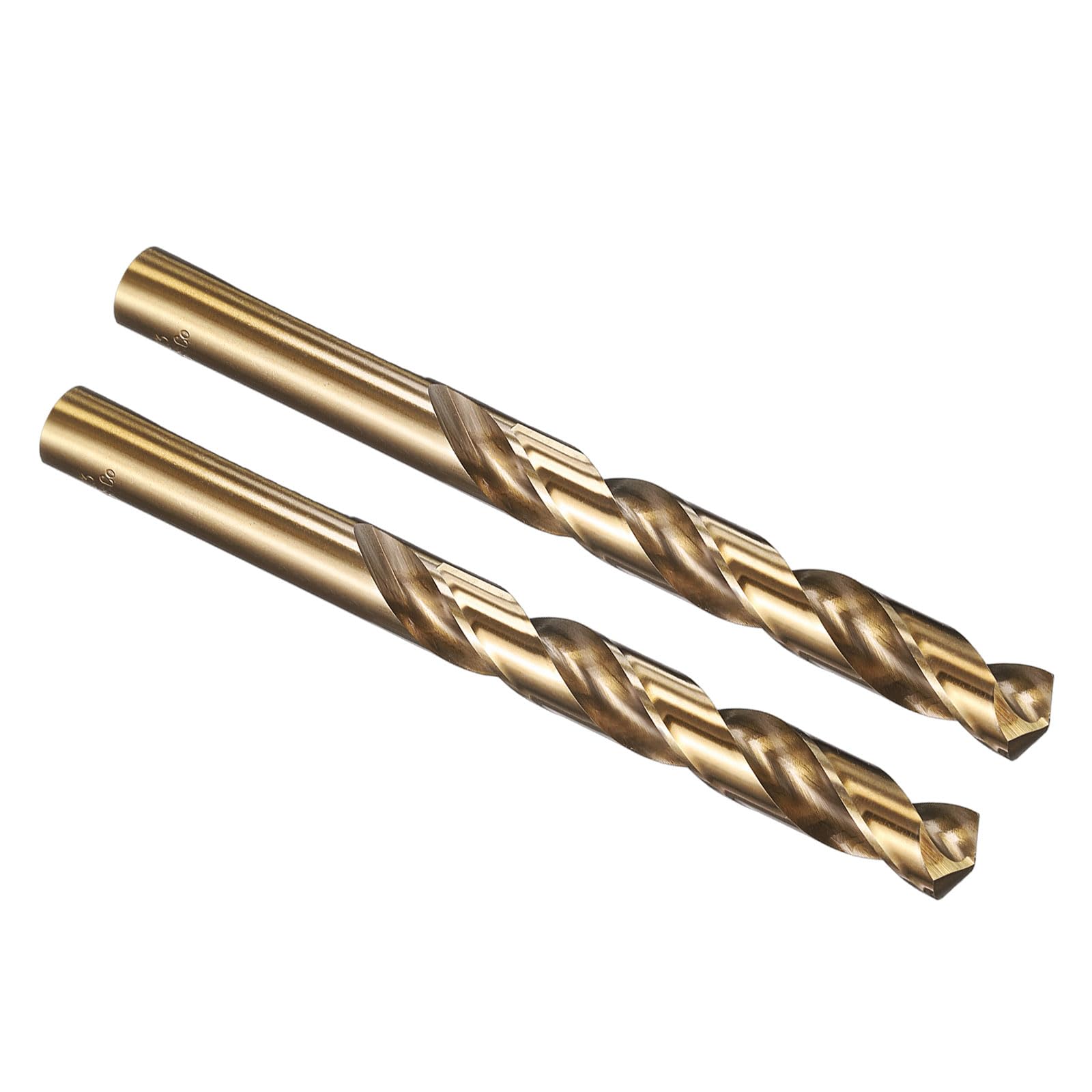 PATIKIL 13mm Drill Bit, M35 Cobalt 5% High-Speed Steel Jobber Straight Shank 135° Gold Finish for Stainless Steel Hard Metal - 2 Pack