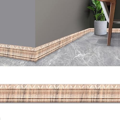 MIS1950s 90"x 3" Self Adhesive Flexible Foam Molding Trim, 3D Sticky Decorative Wall Trim Lines Skirting Baseboard Border Waterproof Wallpaper for Living Room Home Decorations, 1pc