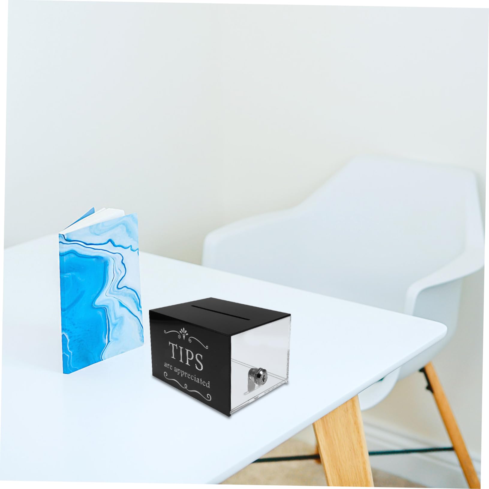 Buzón de Sugerencias Acrílico Mediano con Cerradura Seguro Caja de Donaciones para Restaurante Contenedor Transparente Multifuncional para Aportaciones y Oficina