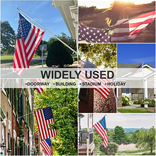 Vedouci 3X5 American Flag Kit With Nylon Us Flag & No Tangle Spinning 6Ft Aluminum Flag Pole & Double Adjustable Flagpole Bracket & Fade Resistant Commercial Grade Embroidered Usa Flag Outdoor Flag #TOP6