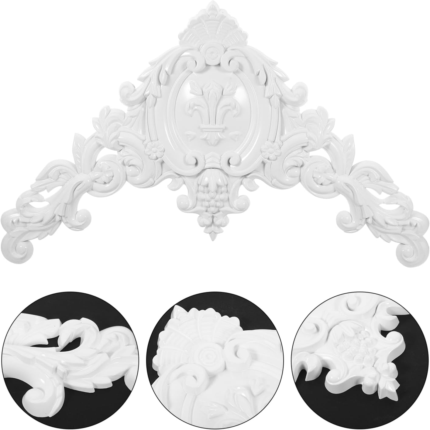 VOSAREA European Wall Applique Flower Carved Onlay for Home Decor Easy Installation Decorative Corner Accent for Ceilings Walls and Furniture Vintage Design