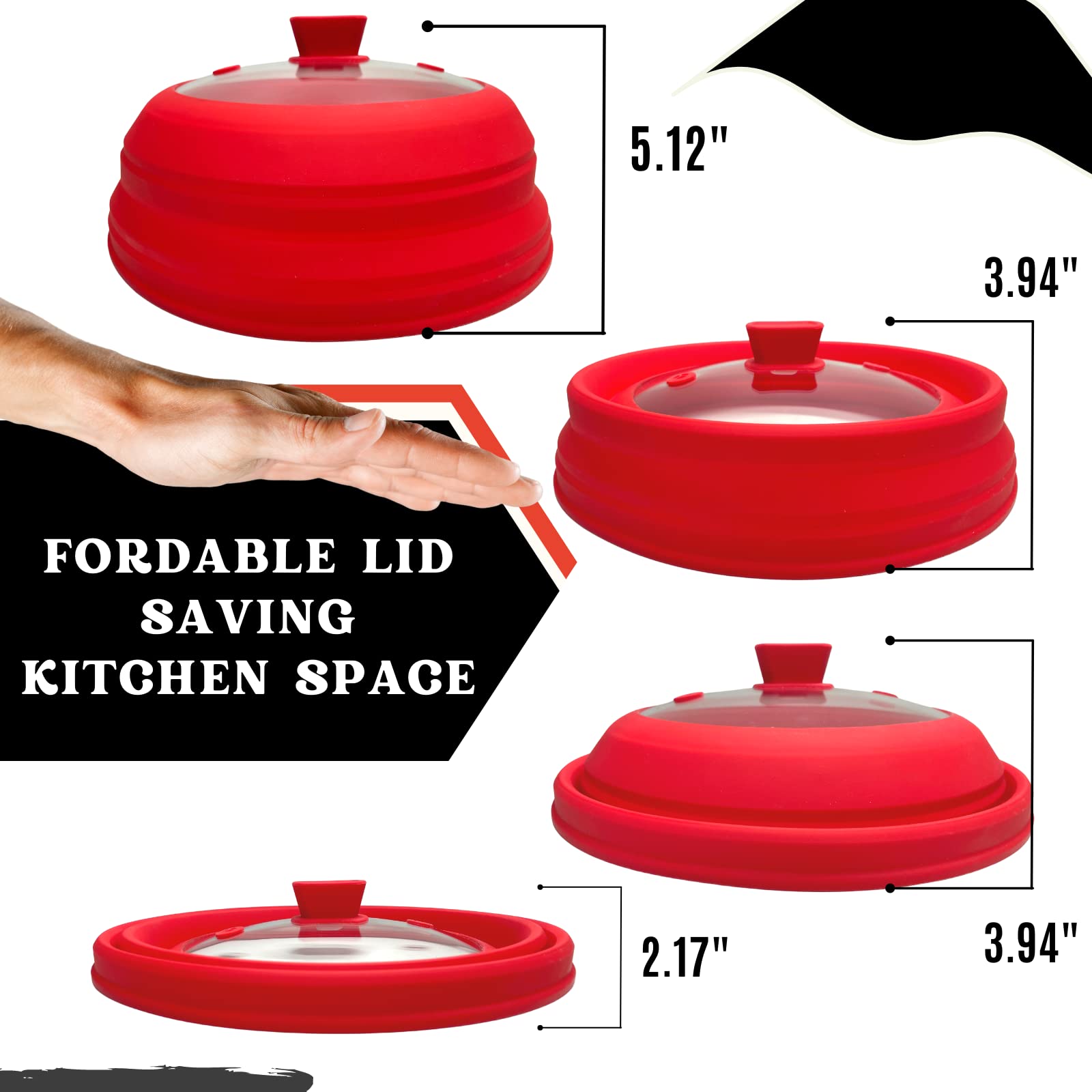 Mikrowellen-Abdeckhaube für Lebensmittel, faltbar, Mikrowellen-Spritzschutz, Silikon-Spritzschutz, faltbar und Glas-Mikrowellendeckel