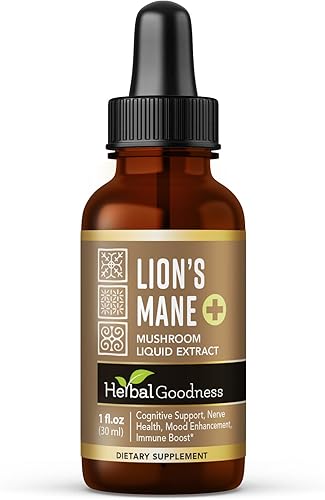 Extracto de hongo melena de león  Gotas líquidas sin alcohol  Apoya la función cognitiva y la salud del sistema nervioso  1 onza suplemento herbario