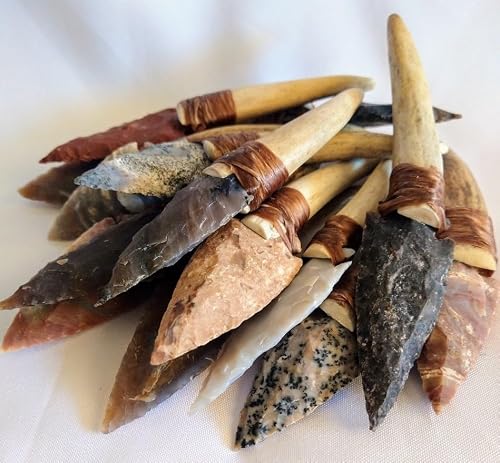 Genuine Deer Antler Knife Mini with Stone Arrowhead Replica