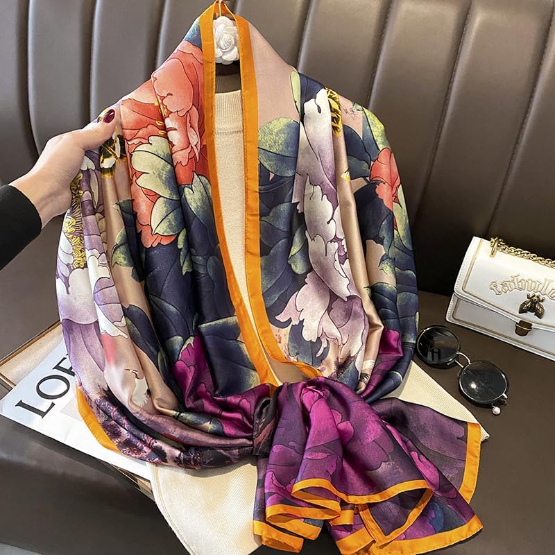 100% Silk Feeling Scarf - Women's Long Satin Designer Scarf - Lightweight Wraps - Image 3