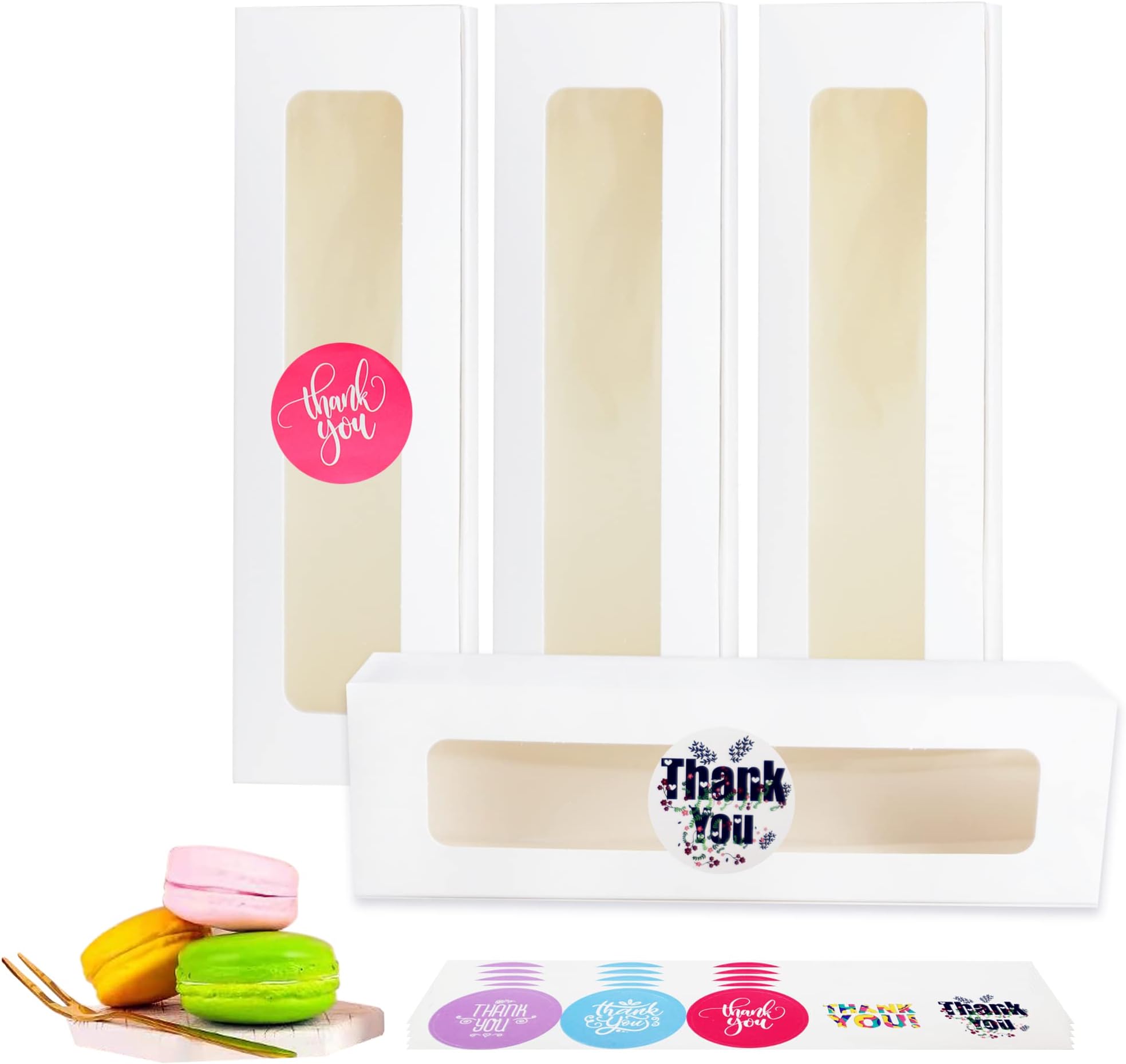 30 Pack Macaron Boxes with Window White Pastry for 6 Bakery French Cocoa Truffle Wedding Gift Dessert Cookies Treat Delivery Box Boxes of paper