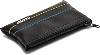 MNMUR Portamonedas de trozos pequeño en cámara de aire reciclada - Monedero de hombre con cremallera - Monedero de hombre de bolsillo de dimensiones 10 x 6 cm - (Hecho en Italia) (Amarillo y azul)