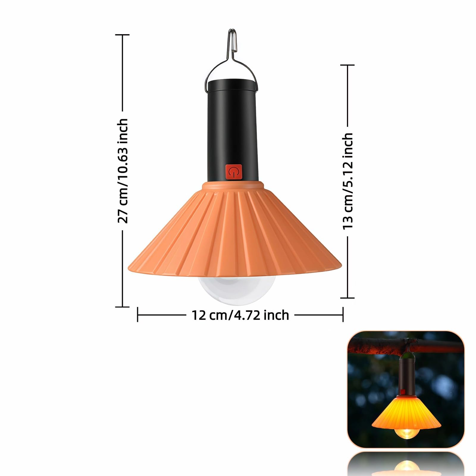 Luz LED recargable para camping, 3000 K, blanco cálido, 3 modos de brillo, IPX6 impermeable, carga USB-C, gancho desmontable, luz portátil para tienda de campaña con gancho para emergencia al aire
