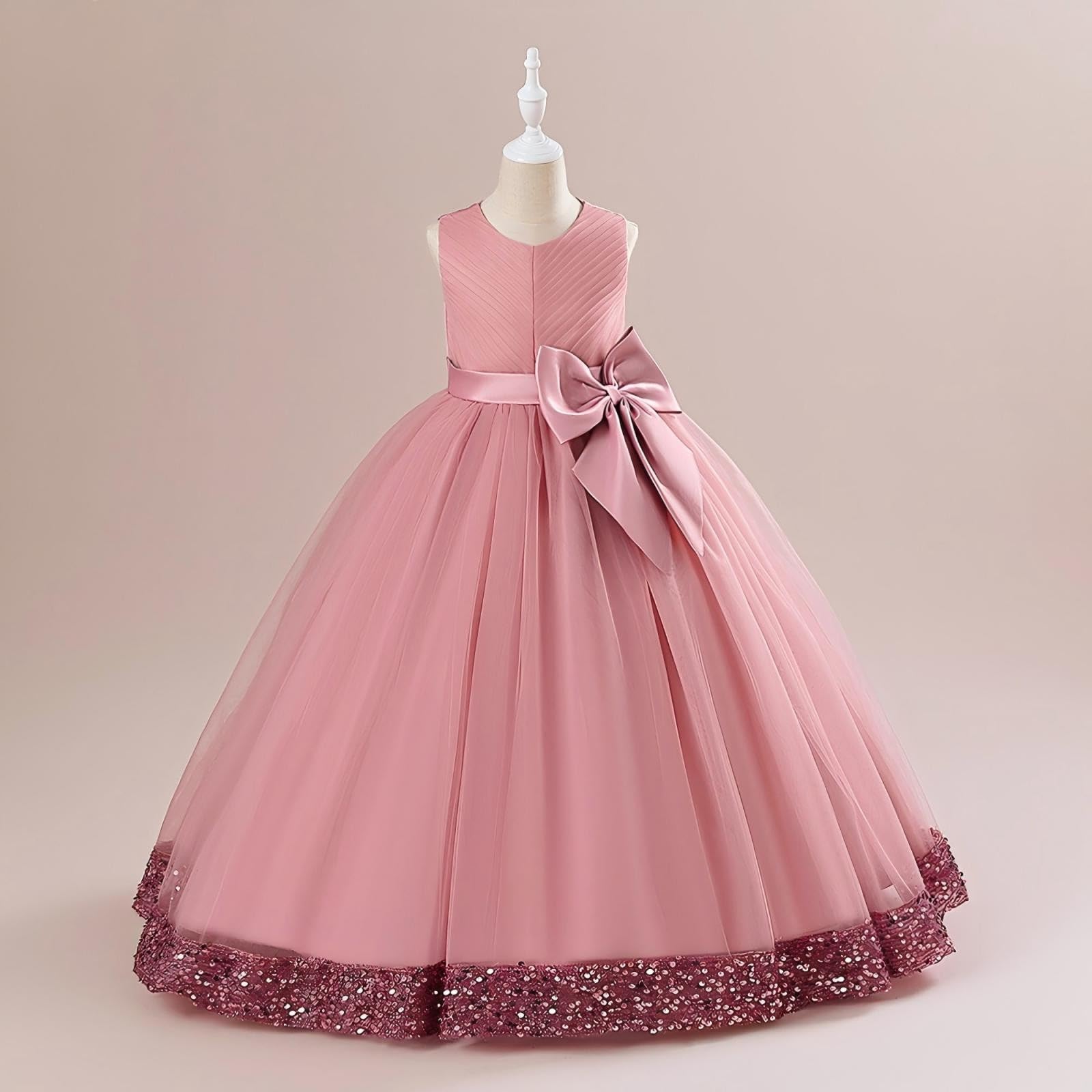 Abito da principessa con paillettes per ragazze, per concorsi di compleanno, matrimoni, damigelle d'onore, abito da sera formale, festività, ballo di fine anno