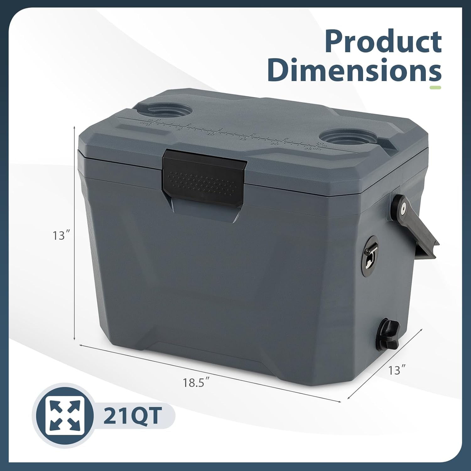 COSTWAY Insulated Portable Cooler, Hard Shell Ice Chest w/ 2 Cup Holders, Bottle Opener, Drain Plug, 3-Day Ice Retention, Outdoor Leak-Proof Dry Box for Beach, Camping, Fishing, Picnic
