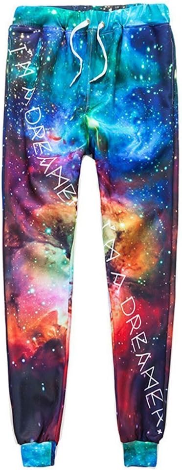 Unisex Emoji Joggers Sweatpants Trousers Galaxy blue Sportswear gym sport (M, Bule)