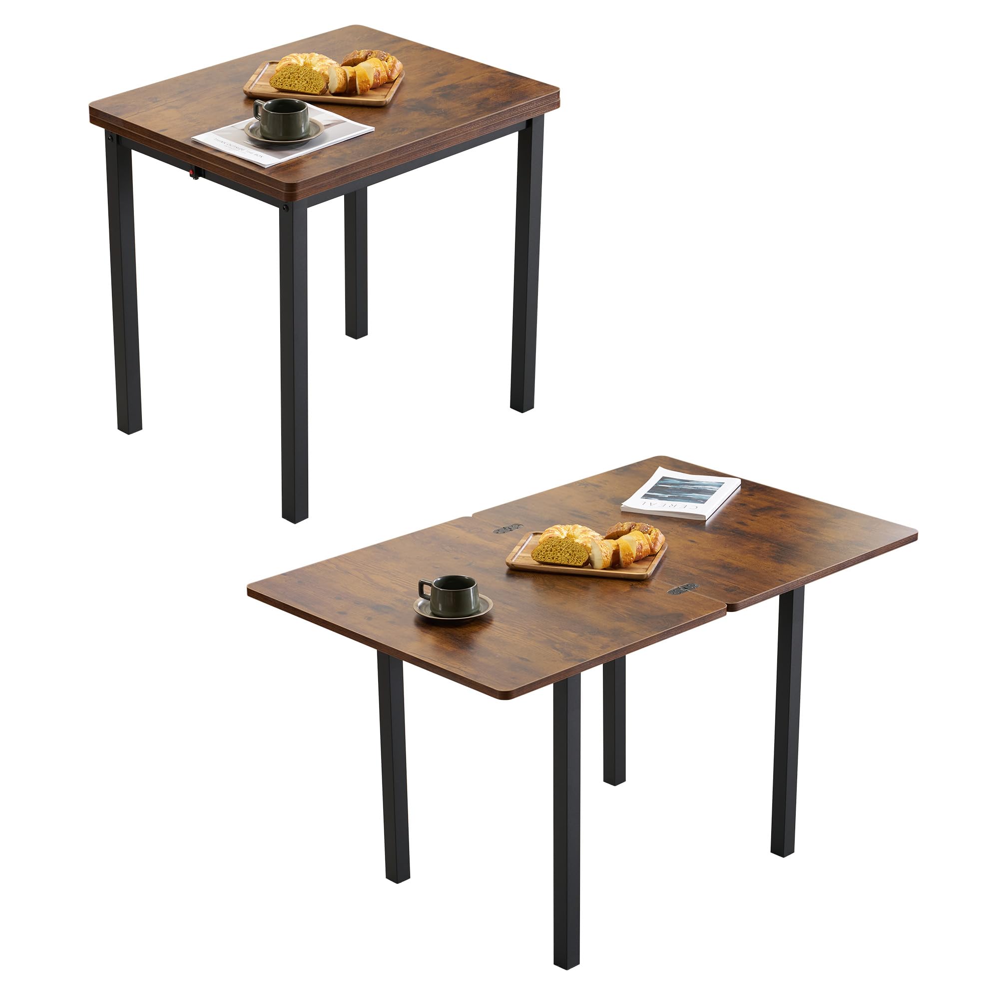 Amazon｜ダイニングテーブル 幅75cm～120cm 伸縮式 バタフライテーブル 