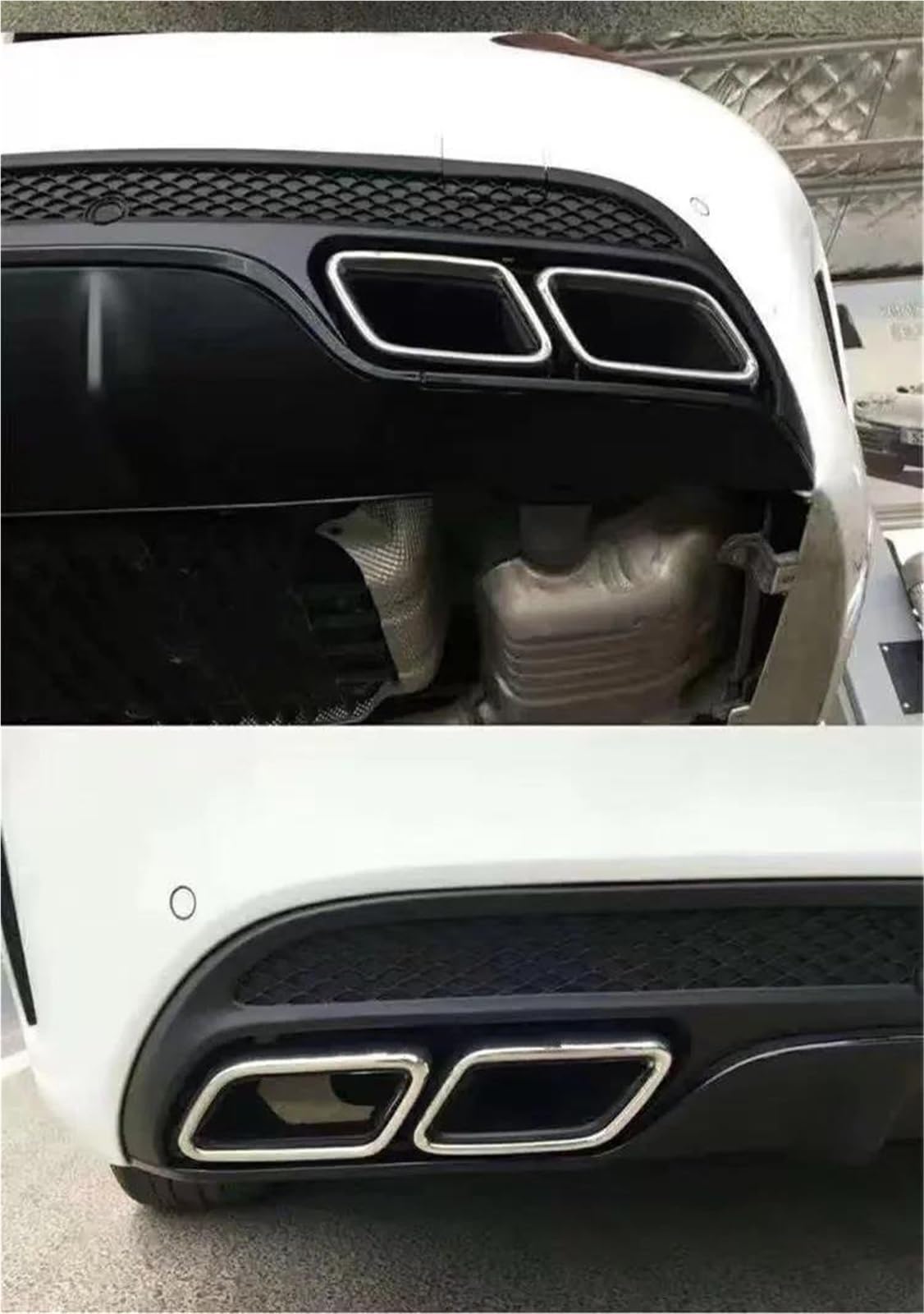 Dla Mercedes Dla Benz AMG W205 C63S Prostokątna Rura Wydechowa S205 C205 A205 Akcesoria Samochodowe Ulepszenie Końcówki Tłumika(Nero)
