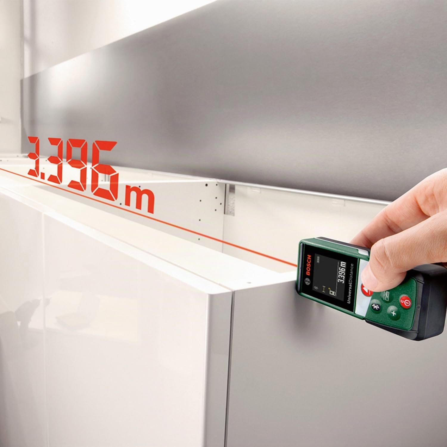 Bosch Medidor Láser UniversalDistance 50C (mide con precisión distancias de hasta 50 m, conectividad Bluetooth, diferentes funciones de medición, en caja de cartón)