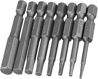 Mesee 8Pcs 1/4 Inch Hex Shank Magnetic Hexagon Screwdriver Key Drill Bit Set for Impact Driver,H1.5-H8 Electric Metric Hex Head Allen Wrench Bit Set,2 Inch(50mm) Length