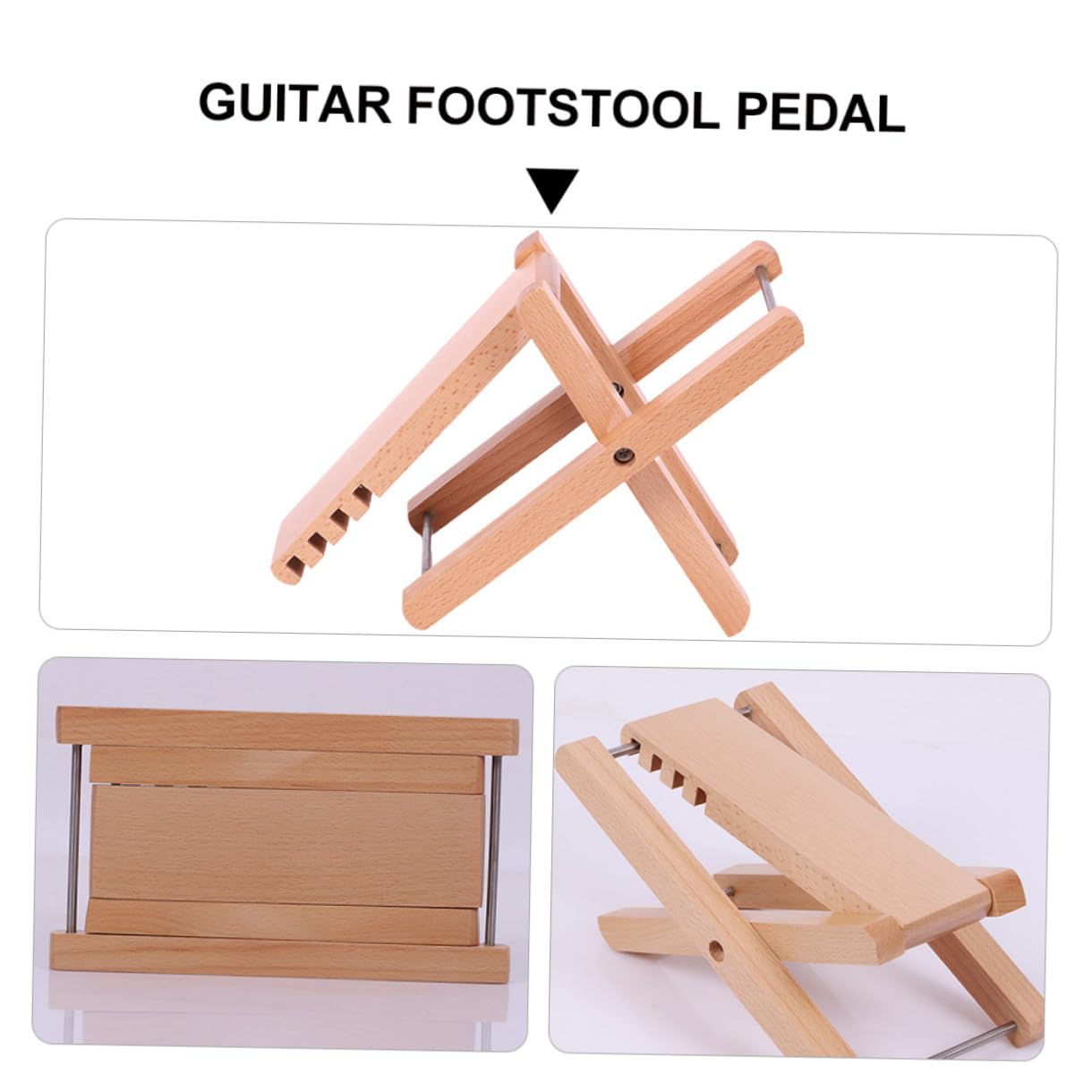 Poggiapiedi Regolabile a 4 Posizioni in Legno per Chitarra | Beige, Stabile e Leggero, Pieghevole per Uso All'aperto, Pedalino Supporto Piedi