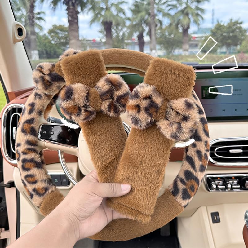 2 Pack Seat Belt Cover Pad Cute Plush Leopard Print Seatbelt Covers Seatbelt Shoulder for More Comfortable Driving — view 2