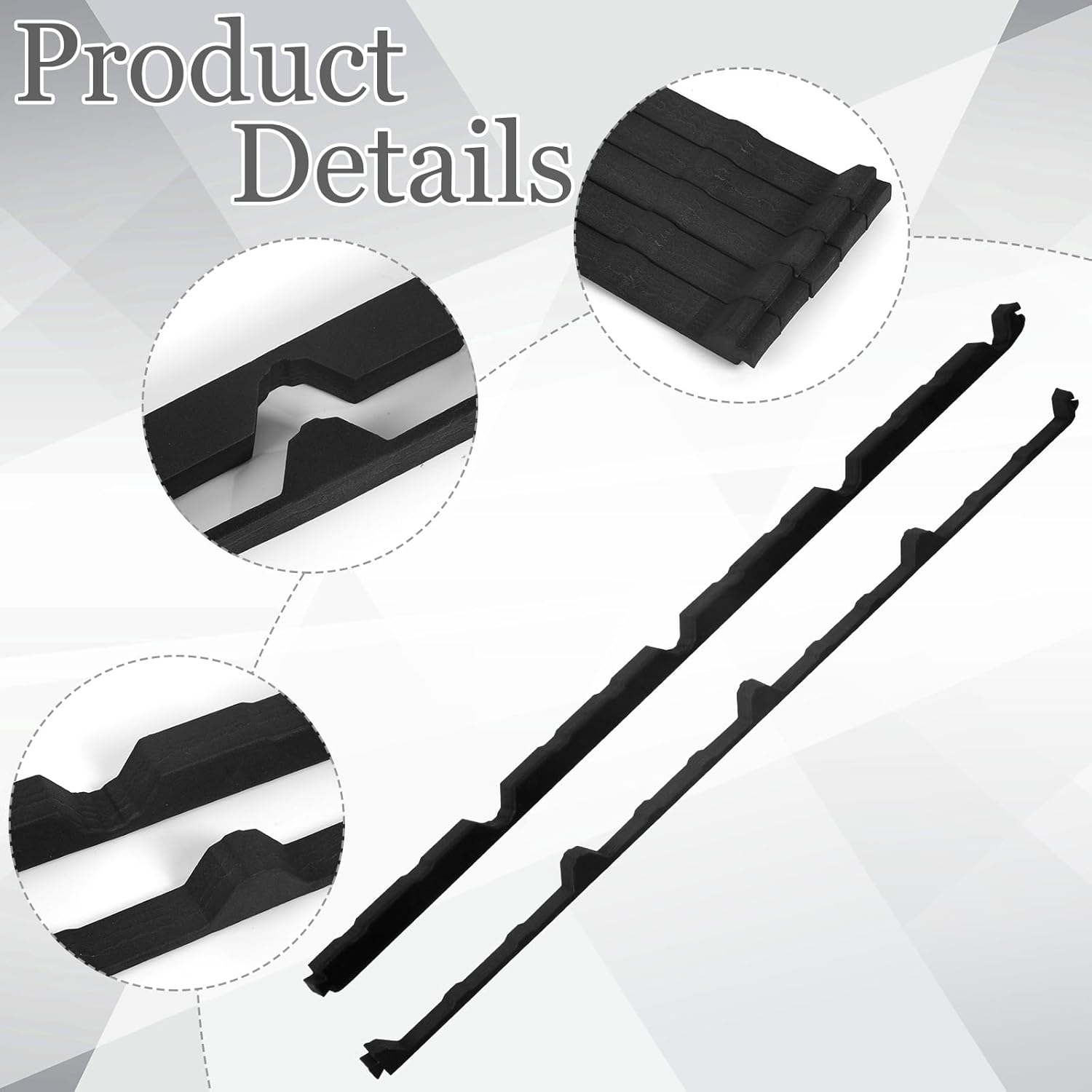 Pushglossy 20 Pcs 9in Outside Inside Foam Closure Strips for Metal Roofing Panels, 3ft Long Classic Rib Profile Metal Roof Closure Strips for R Panels, 10 Outer & 10 Inner(Common Style)