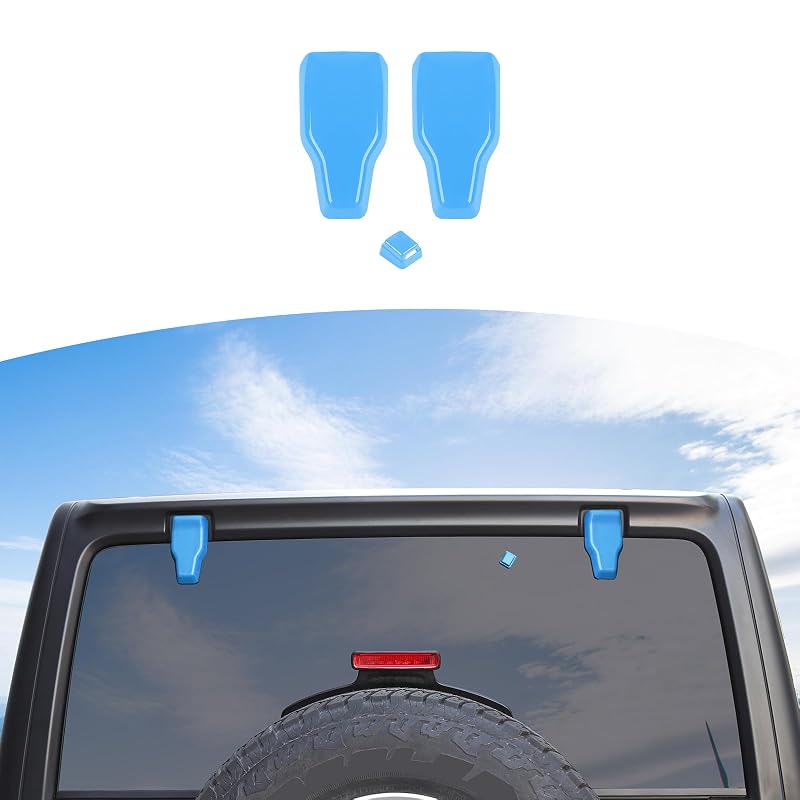 Capa de acabamento do bico do lavador do vidro traseiro para Jeep Wrangler JL JLU 2018 em diante RT-TCZ azul-bebê, 3 peças