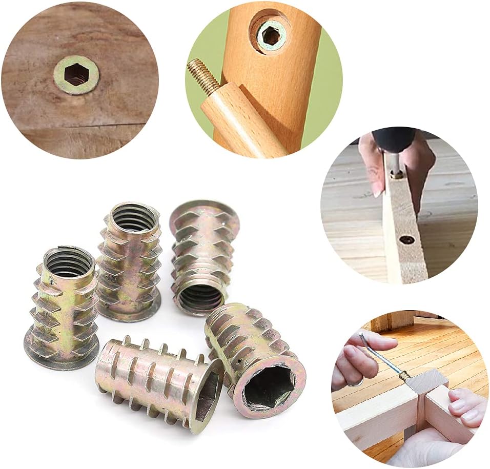 YIXISI 50 PCS M6x15 Zinc Alloy Hex Socket Screw-in Nuts Kit, Furniture Hex Socket Screw Inserts Threaded Insert Nuts M6 - Image 4