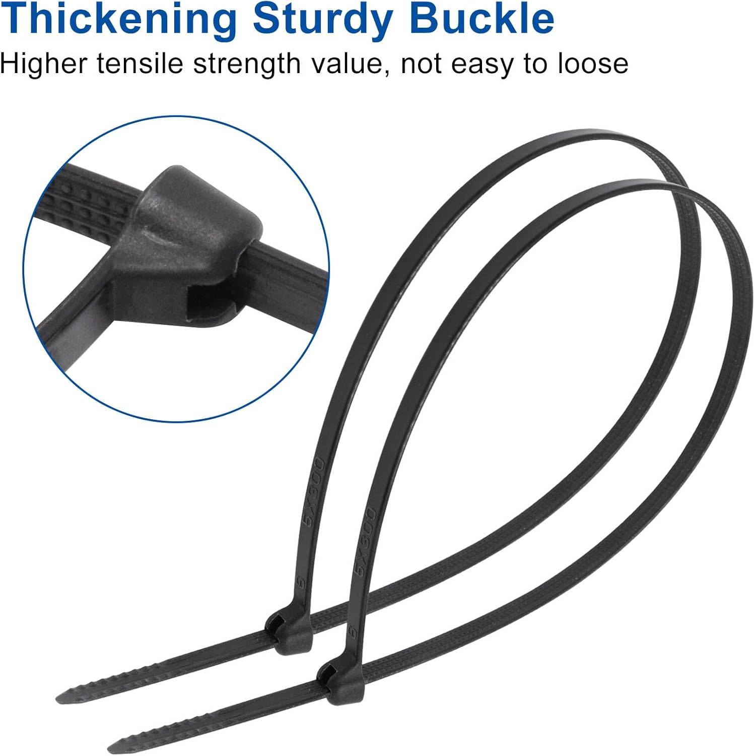 100pcs Push Mount Zip Ties, 12" Cable Zip Tie with Stainless Steel Metal Tooth Locking Device, Self Locking Straps Heavy Duty Nylon Zip Tie Clips for Industry, Auto, Construction, Electronic