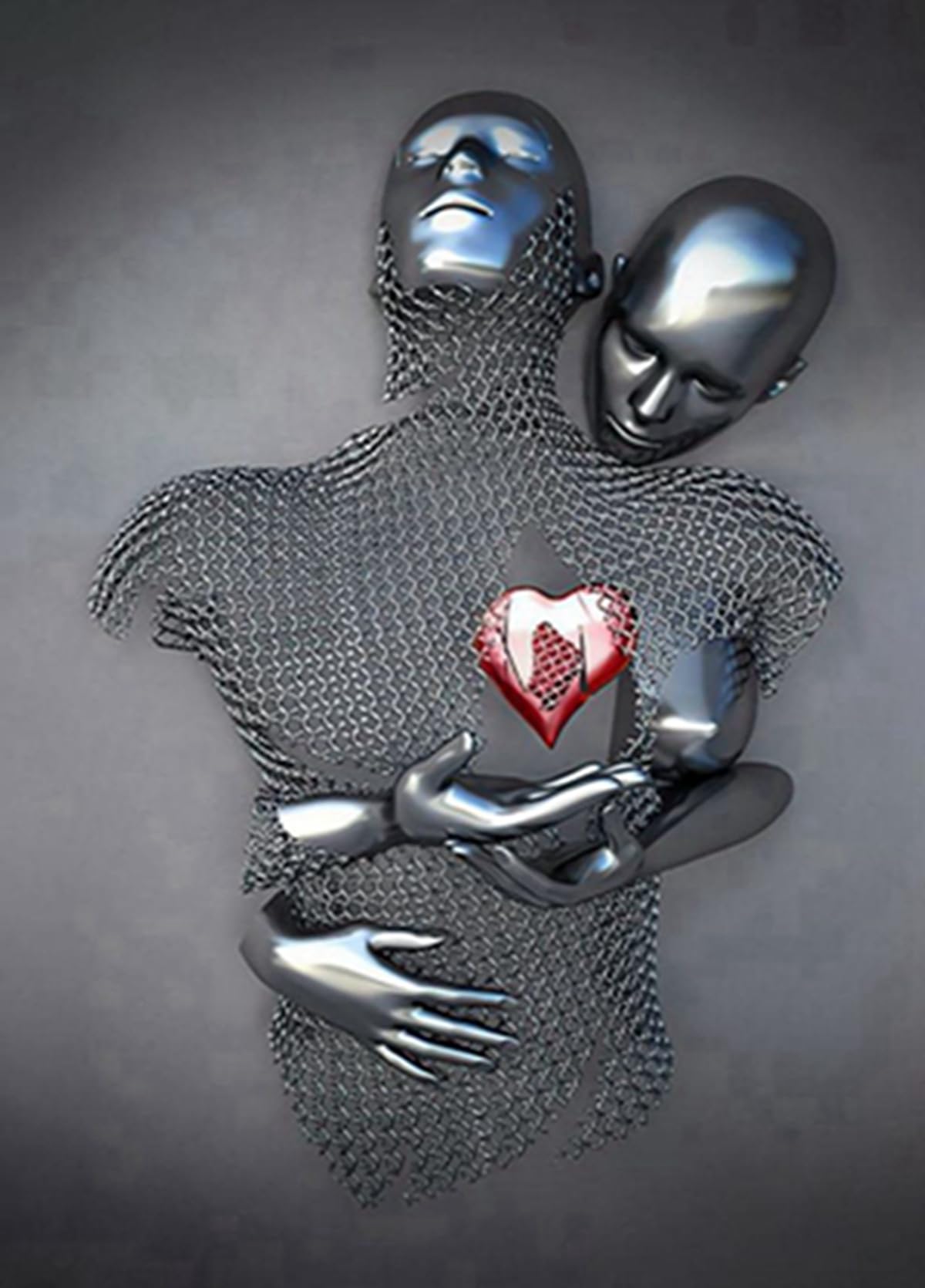JNAOZI Lovers Metal Figure Statue & Canvas Art - Frameless, Abstract, Love Hug Theme (Poster 03.30 x 40 cm x 1 Piece)