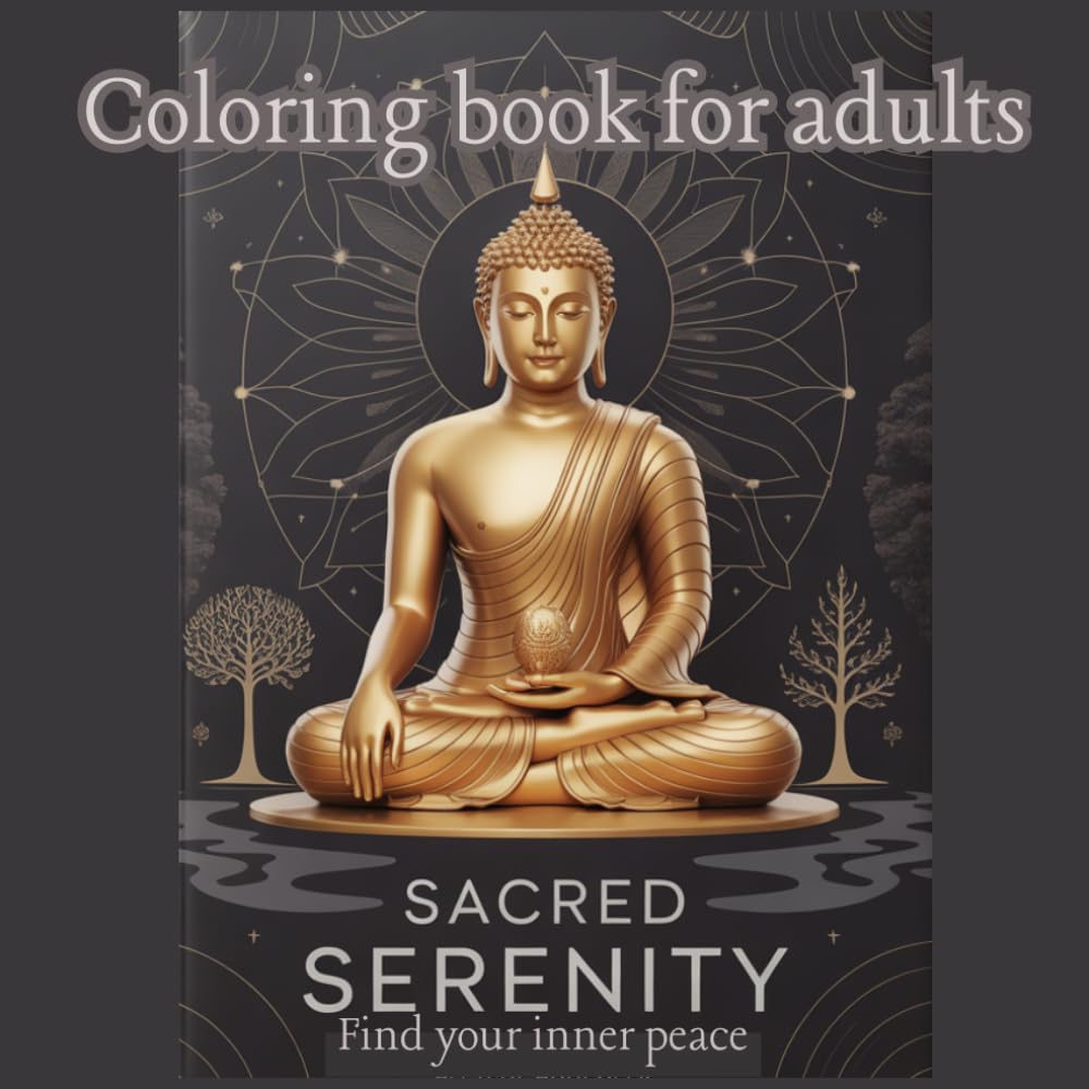 Coloring book for adults : Sacred Serenity: A Mindful Coloring Journey Through Meditation, Nature, and the After-life