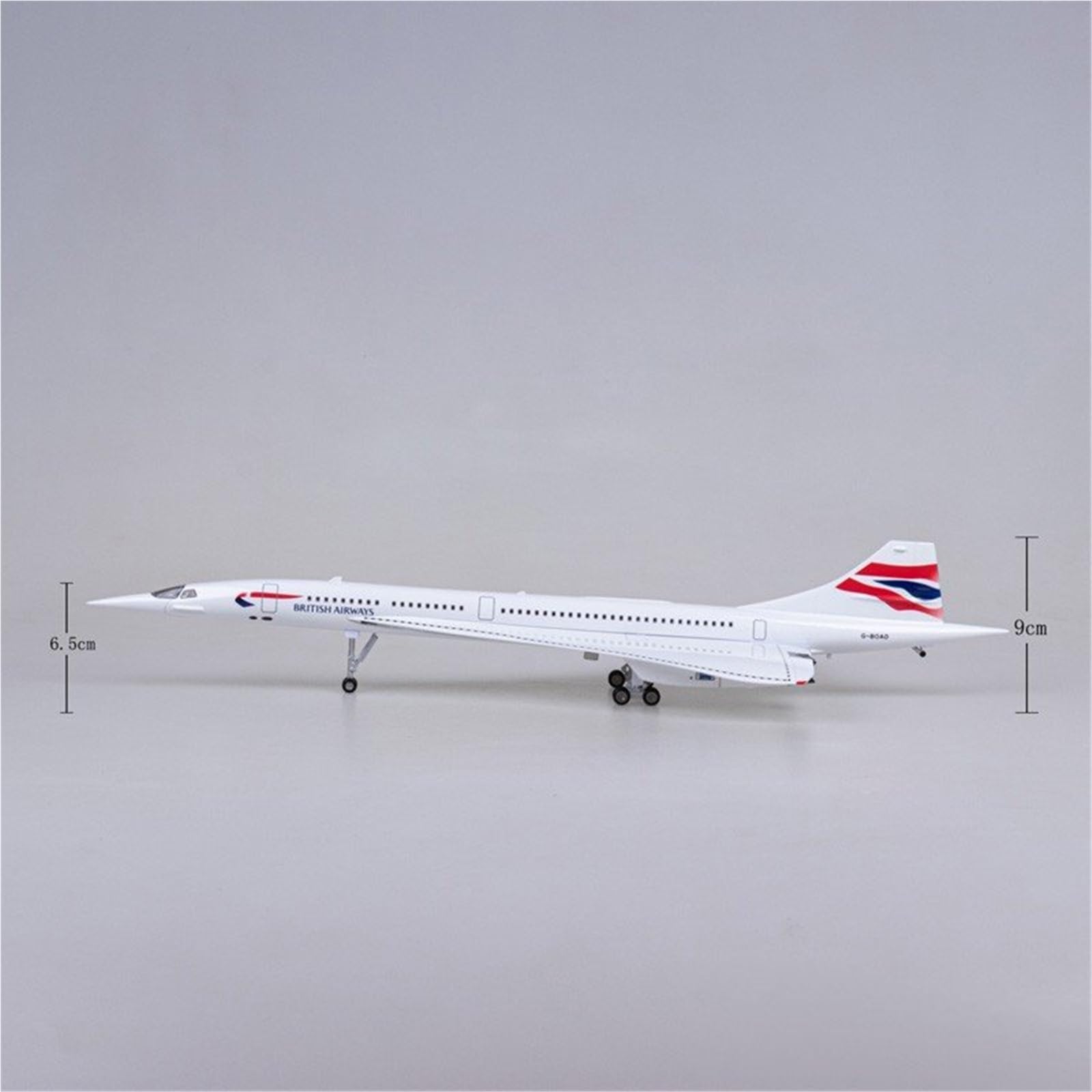 Repliki modeli samolotów w skali 50 cm kolekcjonerskie metalowe repliki samolotów dla British Airways Concorde 1:125 symulacyjny model samolotu miniaturowy model samolotu (ze światłem)