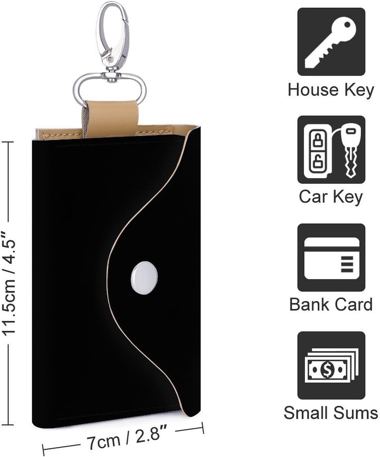 I Beat Lung Cancer Bag for Key Cover Purse Case Car Keychain Pouch Wallet with Keyring Protector image 2