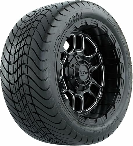 GTW Combo de ruedas y neumáticos para carrito de golf de 12 pulgadas  GTW Titan negro materuedas mecanizadas en neumáticos Mamba Street 21535-12