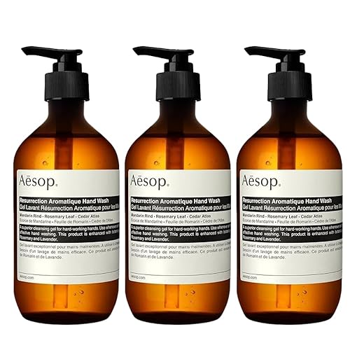 Aesop Resurrection Aromatique Lavado de Manos  Limpiador suave con aceites de naranja, romero y lavanda  500mL  16.9 oz (paquete de 3)