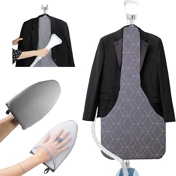 Steamer Board for Clothes - 35"x17.5" Hanging Steamer Board with Ironing Glove, Over Door Foldable Steam Stand, 360 Rotatable Hook, Garment Steamer Rack for Steaming & Ironing
