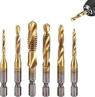 Drill Tap Bits, 6Pcs M3 M4 M5 M6 M8 M10 Metri...,