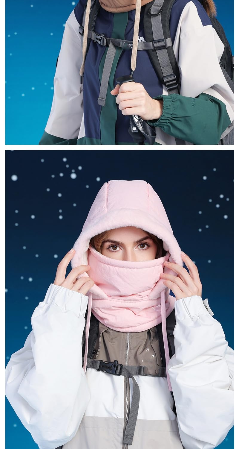 Balaclava Plush Windproof Winter Face Mask Warm Fleece Ski Mask Cold Weather Cycling Neck Warmer(Pink,M)