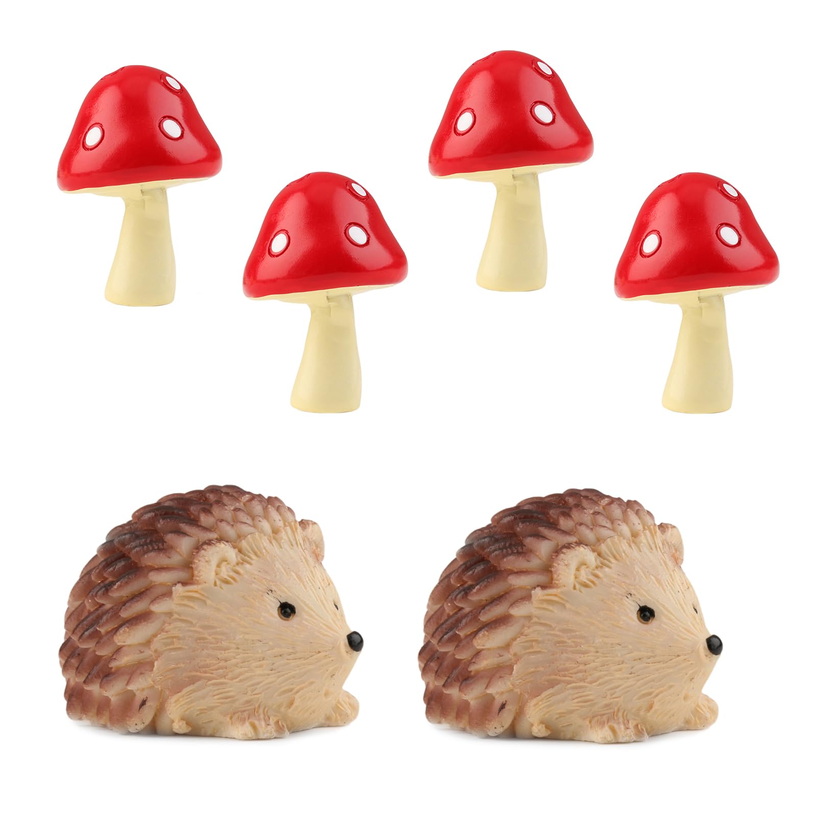 Garden Ornaments Outdoor, Wood Mushroom and Hedgehog Garden Ornaments Outdoor, Fairy Garden Ornaments