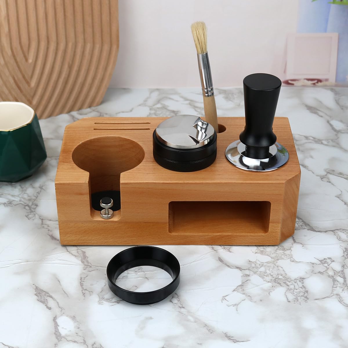 Station De Tassage Pour Machine à Expresso - Noir, Rangement Intégré, Compatible 51/54/58 Mm